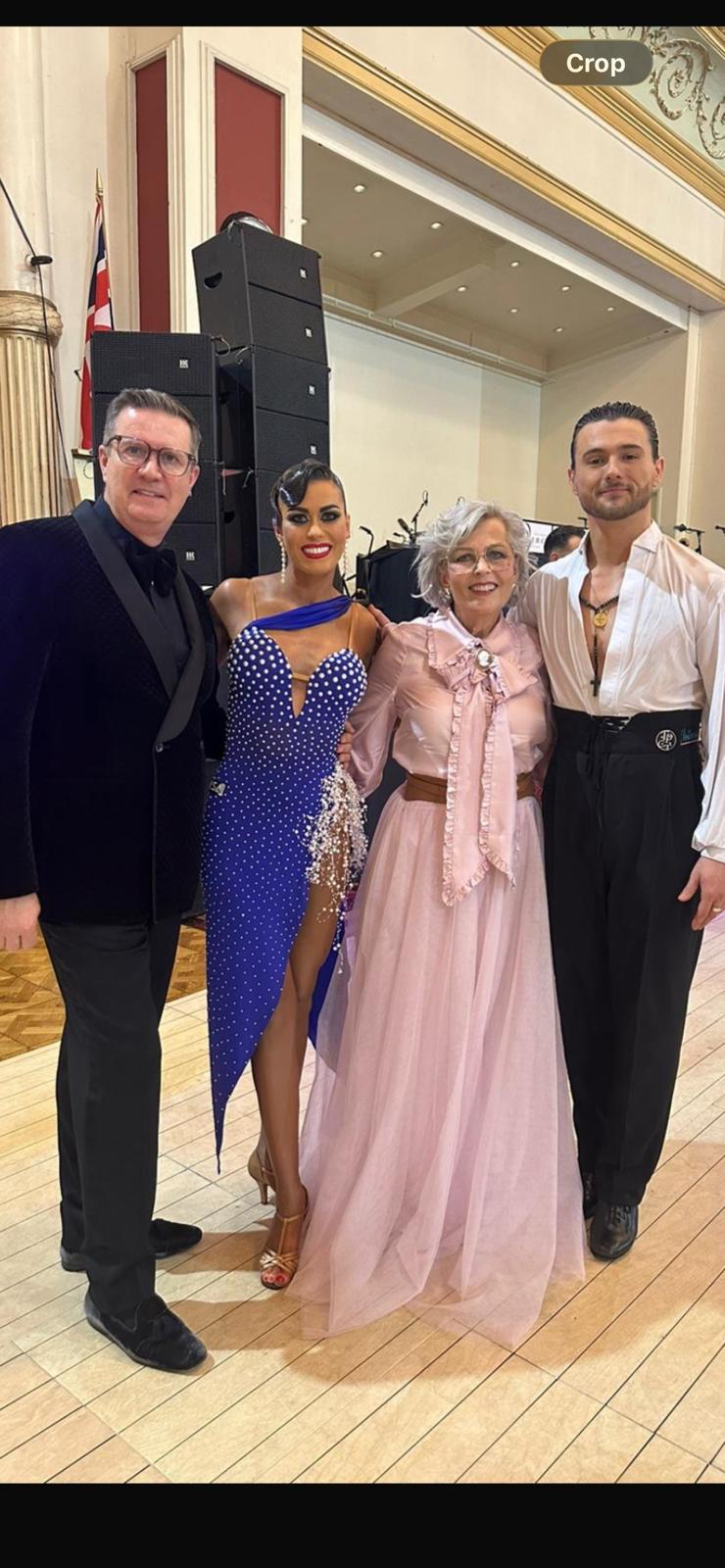 Zia James and Petar Daskalov with two companions at a dance event.
